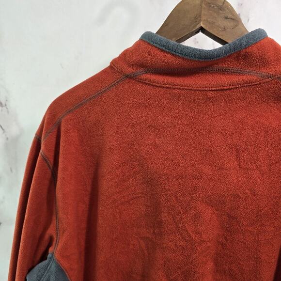Columbia Pullover Men Large Orange Gray Fleece Klamath Range Quarter Zip Sweater - Picture 6 of 11